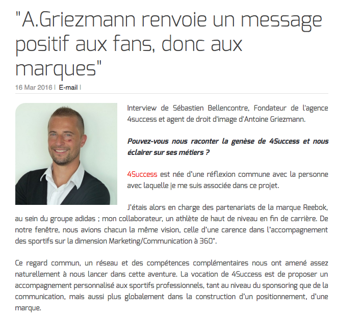 Sébastien Bellencontre : "A.Griezmann renvoie un message positif aux fans, donc aux marques"