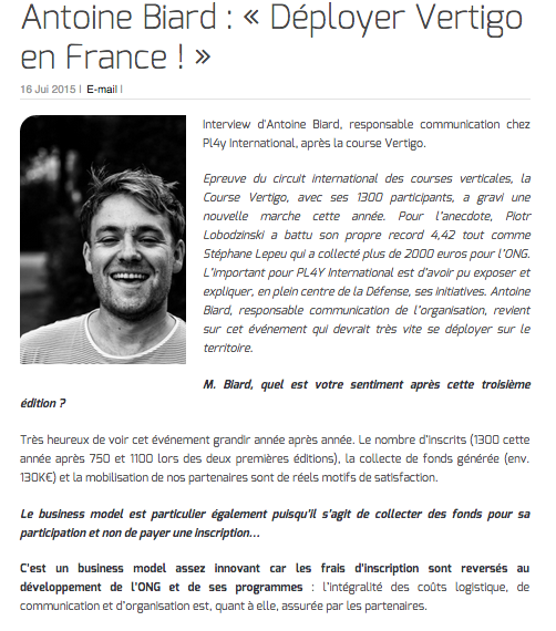Antoine Biard : « Déployer Vertigo en France ! »