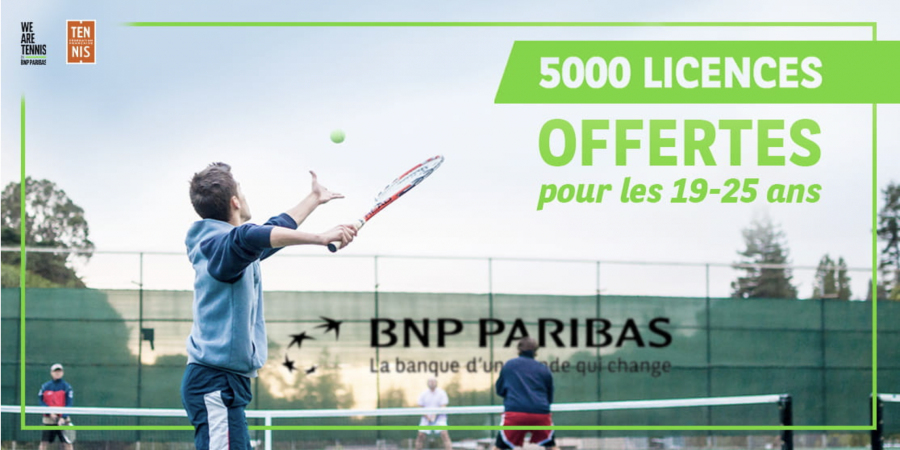 BNP Paribas encourage la pratique du tennis dans les Clubs en offrant des premières licences !