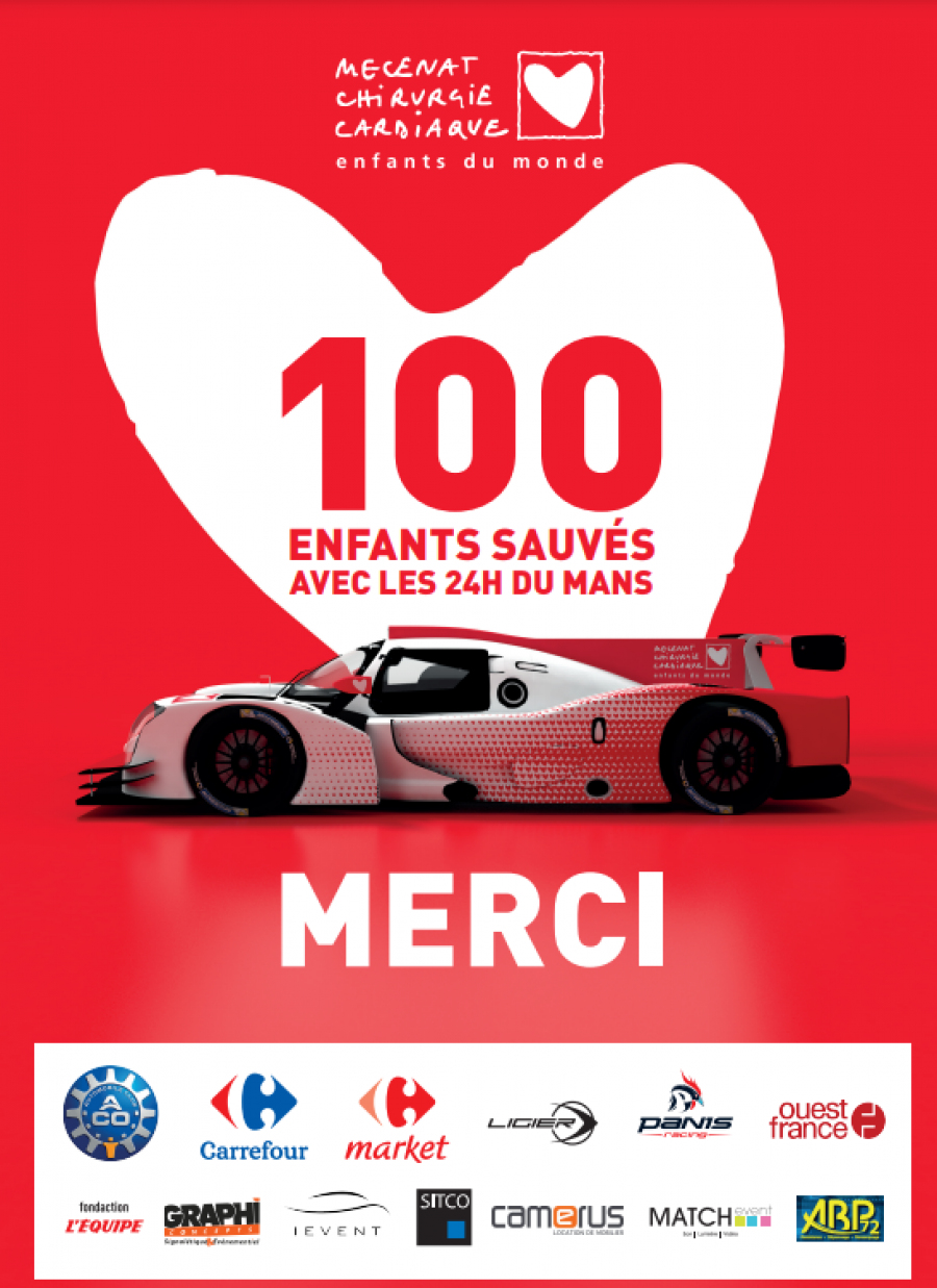 Association officielle des 24 Heures du Mans, Mécénat Chirurgie Cardiaque a pour objectif cette année de « passer le mur des 100 » !