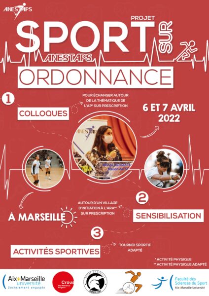 l'anestaps organise l'édition nationale 2022 du projet sport sur ordonnance du 6 au 7 avril à Marseille