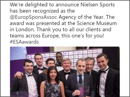 Nielsen honoré "Agency of the year" par l'ESA