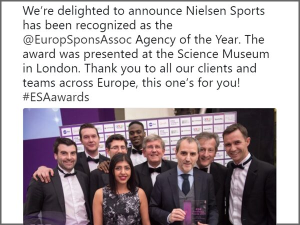Nielsen honoré "Agency of the year" par l'ESA