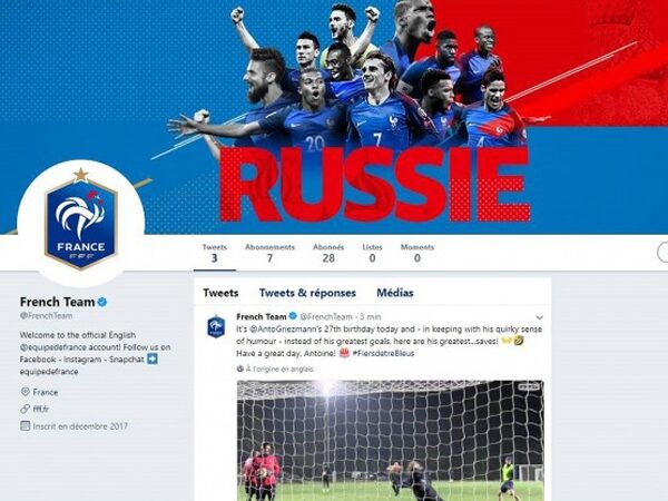 L'équipe de France lance son compte twitter en Anglais