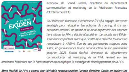 Souad Rochdi : « L’Ekiden, un événement pour reconquérir le terrain du running ! »