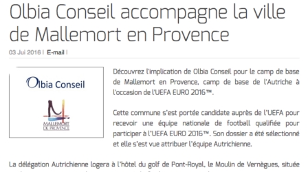 Olbia Conseil accompagne la ville de Mallemort en Provence