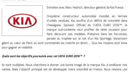L’UEFA EURO 2016™, un tremplin de notoriété pour Kia
