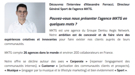 L'objectif pour MKTG est de renforcer son développement international
