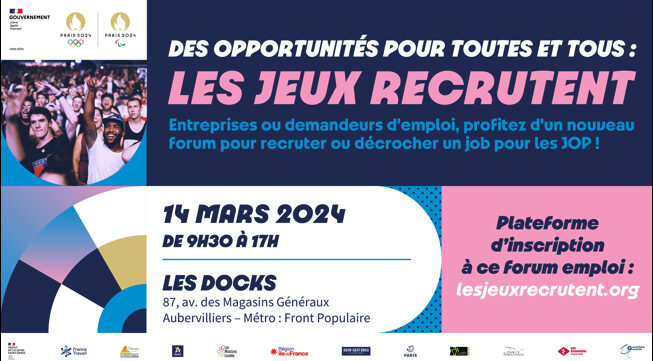 [Paris2024] Forum « LES JEUX RECRUTENT » édition n°2 : 12 500 offres à pourvoir !