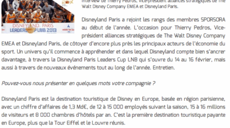 "Accueillir des événements liés au sport est une opportunité pour Disneyland Paris de créer l’urgence de la visite"