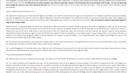 "Attirer vers les clubs des annonceurs et plus seulement des sponsors"